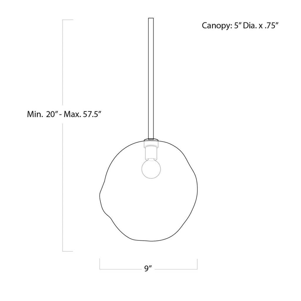 16-1088NB Molten 1 Light Chandelier | Dimensions Image