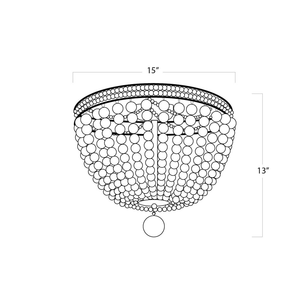 16-1163WT Malibu 3 Light Flush | Dimensions Image