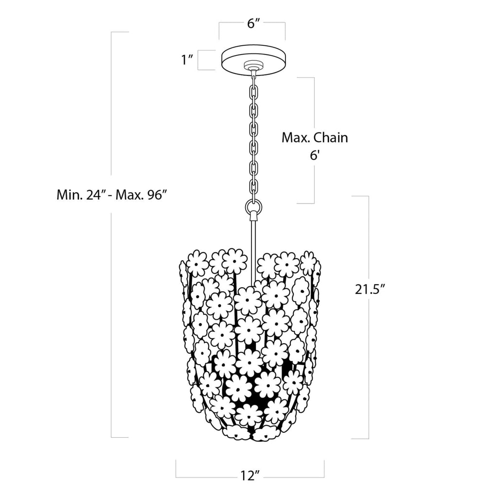 16-1185 Charlotte 6 Light Chandelier | Dimensions Image