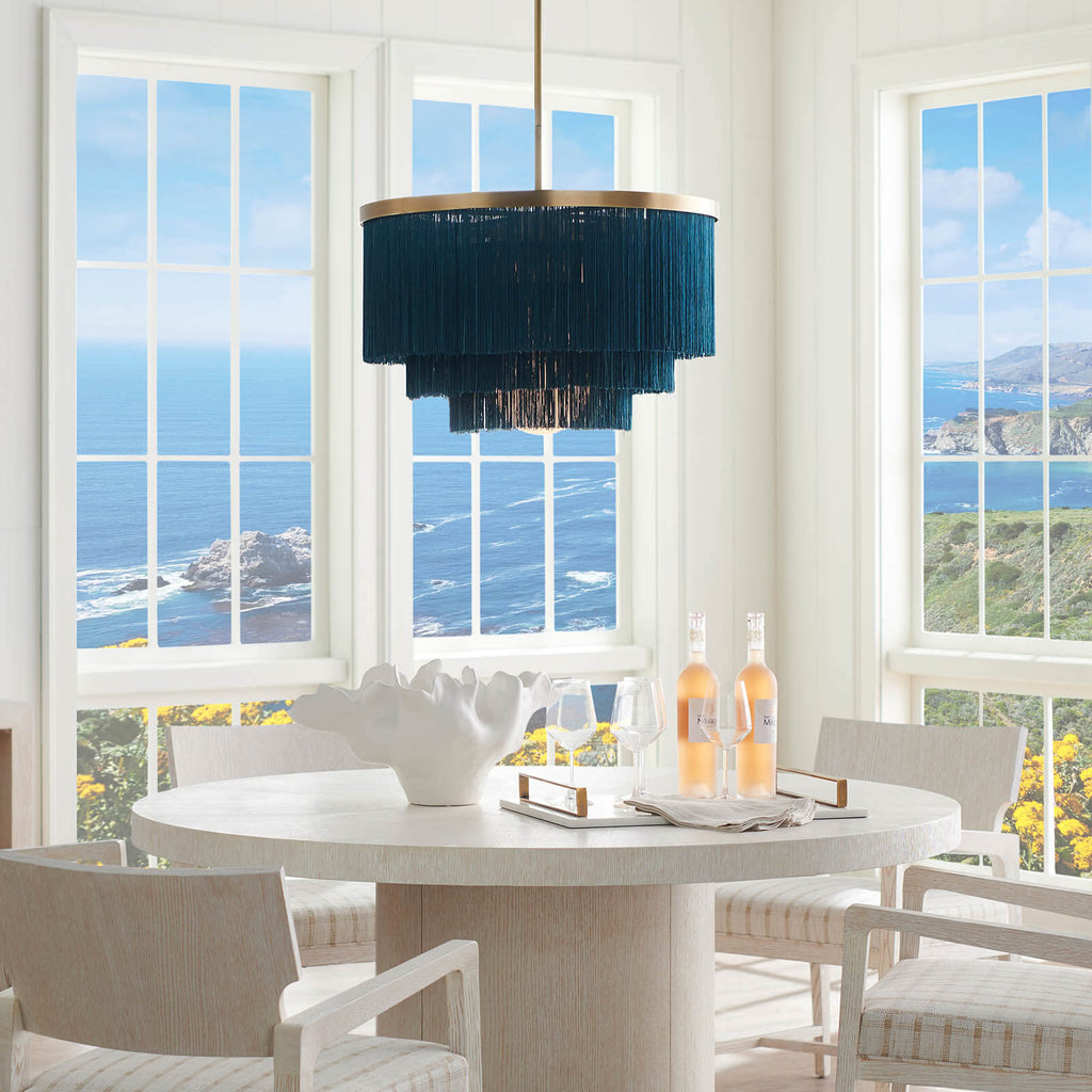 16-1257BLU Cabaret Fringe 4 Light Chandelier | Lifestyle Image