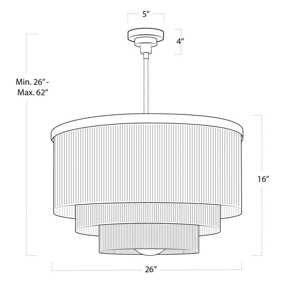 16-1257BLU Cabaret Fringe 4 Light Chandelier | Dimensions Image
