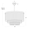 16-1257IV Cabaret Fringe 4 Light Chandelier | Dimensions Image