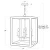16-1276 Newport 4 Light Chandelier | Dimensions Image