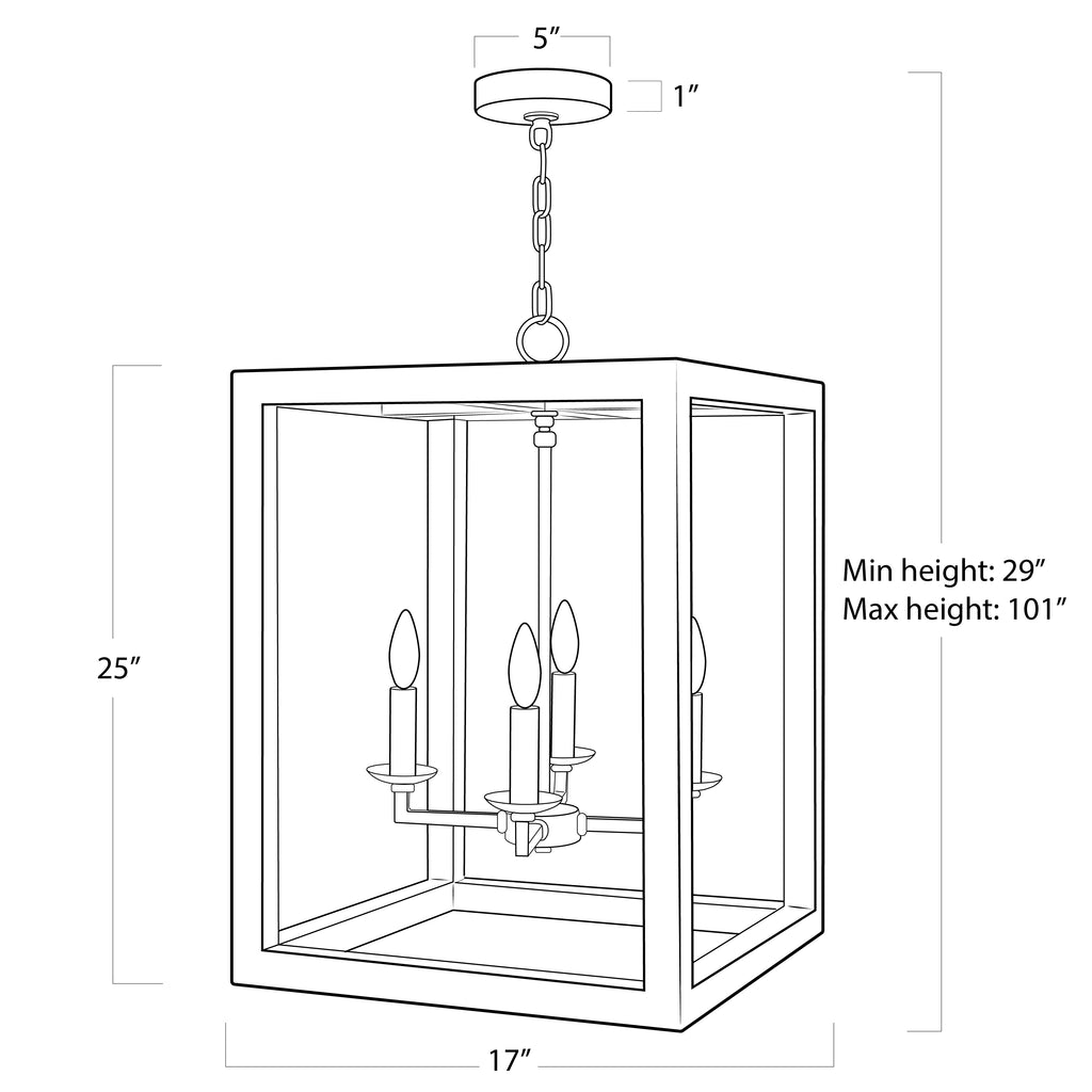 16-1276 Newport 4 Light Chandelier | Dimensions Image