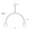 16-1317ORB Happy 2 Light Chandelier | Dimensions Image