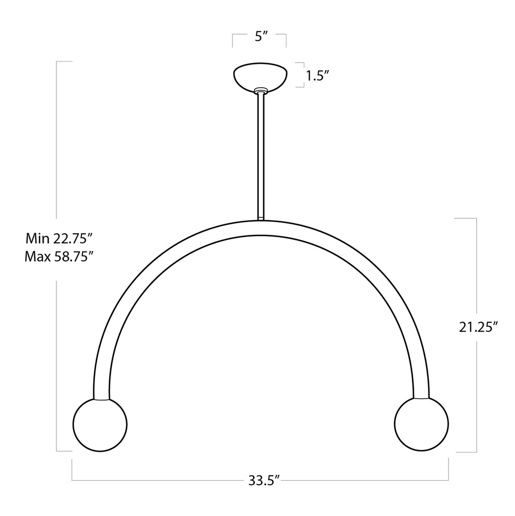16-1317PN Happy 2 Light Chandelier | Dimensions Image