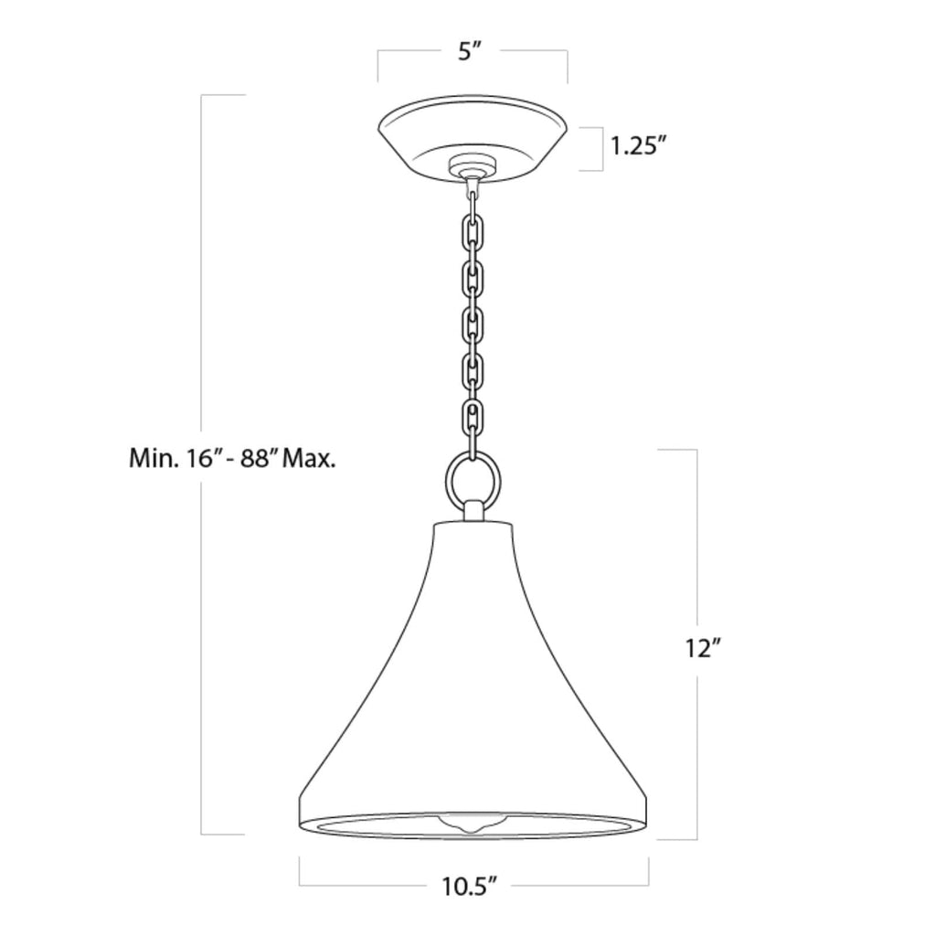 16-1322 Southern 1 Light Chandelier | Dimensions Image