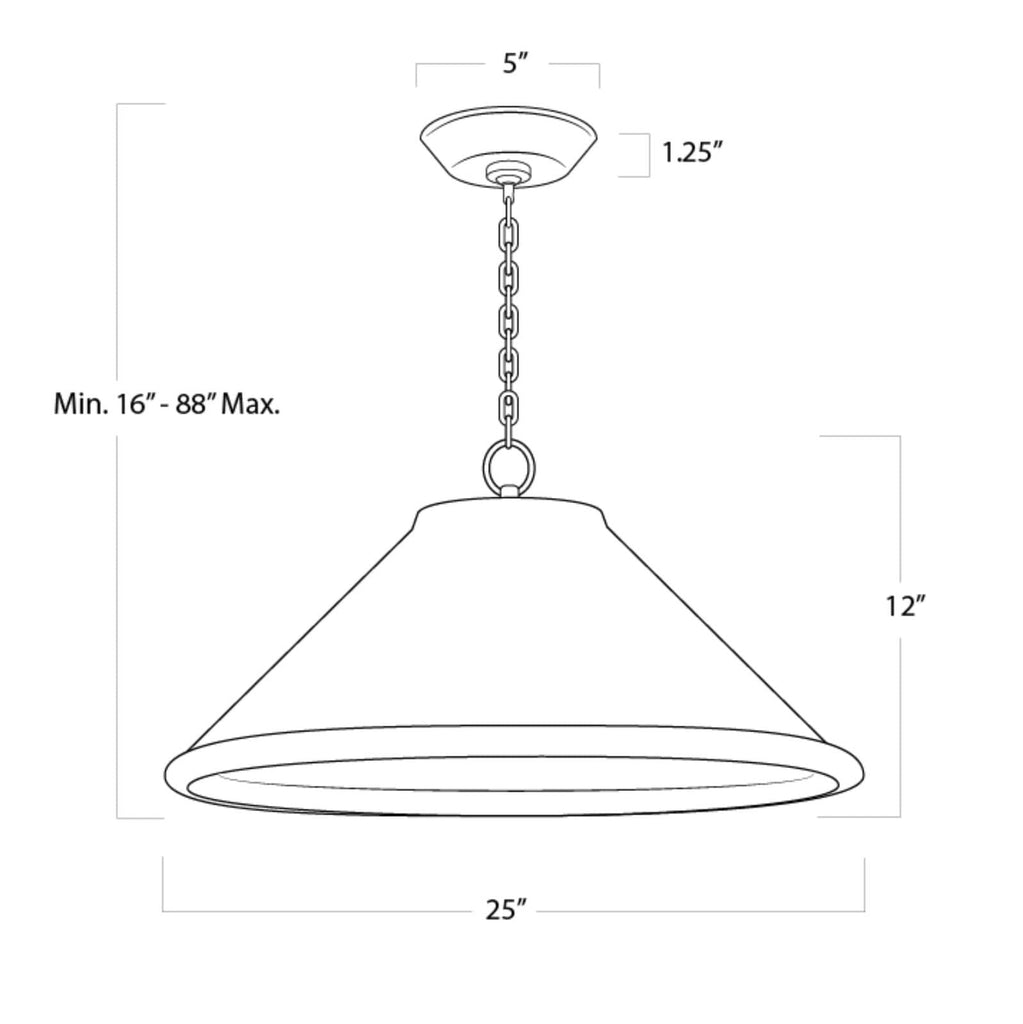 16-1323 Southern 3 Light Chandelier | Dimensions Image
