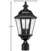 1671BK-LL Edgewater 3 Light Outdoor Post/Pier Mount|Dimensions Image