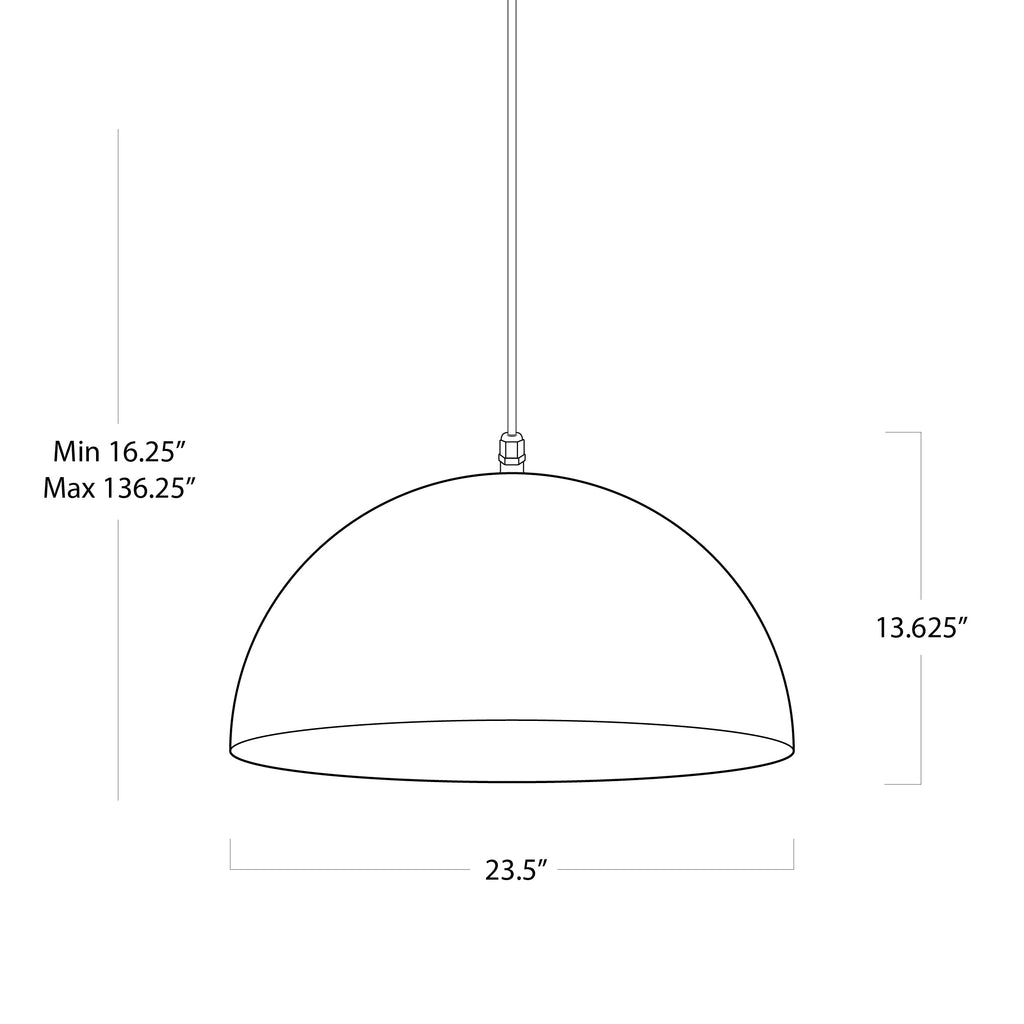 17-1004BLK Peridot 1 Light Outdoor Chandelier | Dimensions Image
