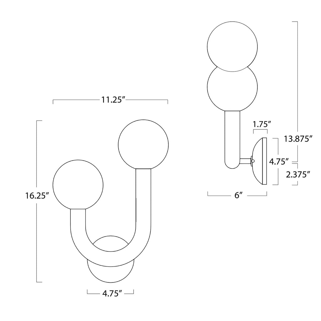 17-1033-L Happy 2 Light Outdoor Sconce | Dimensions Image