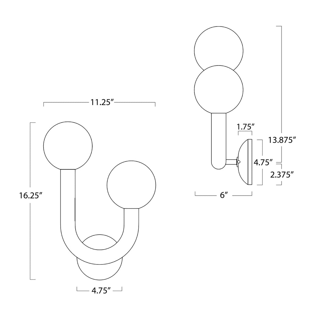 17-1033-R Happy 2 Light Outdoor Sconce | Dimensions Image