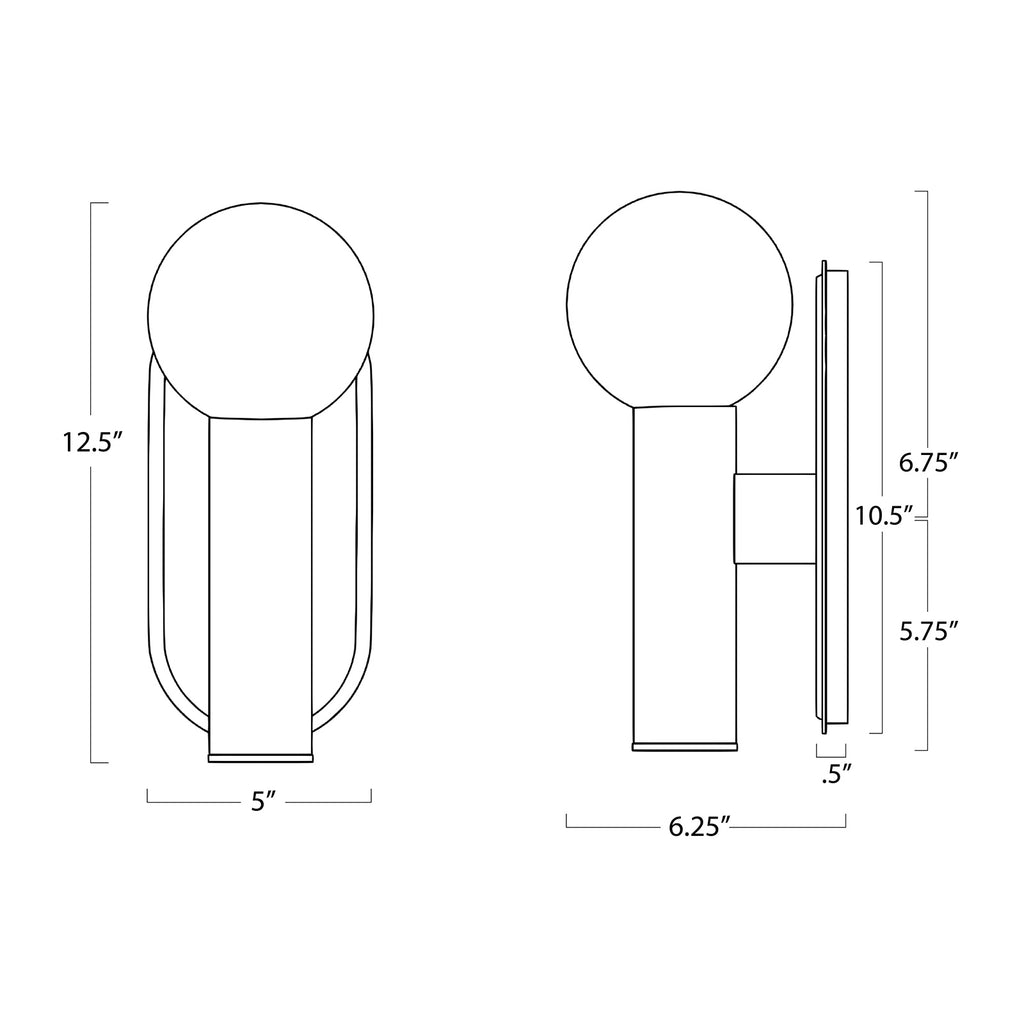 17-1039 Dion 1 Light Outdoor Sconce | Dimensions Image
