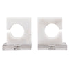 Contemporary White Gray Marble Bookends Crystal Details- Alternate Image