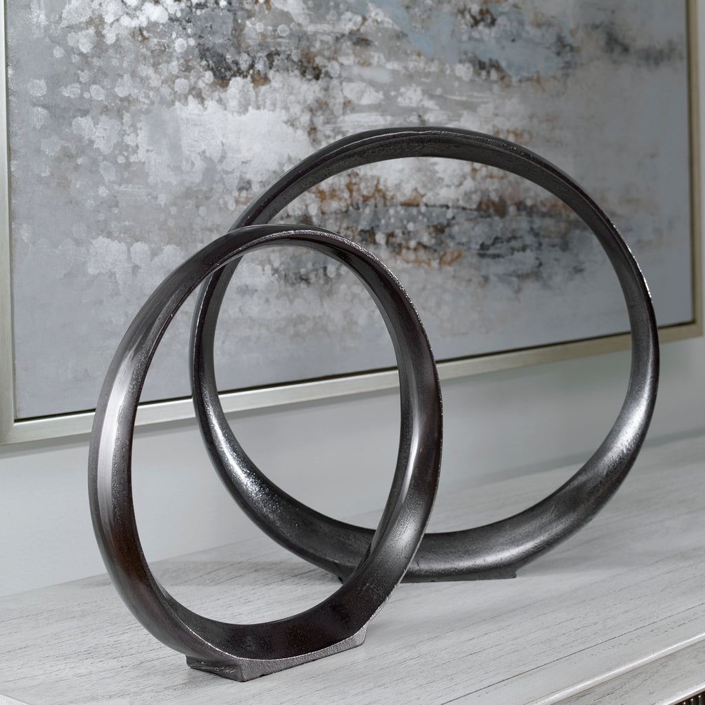17913 Uttermost Orbits Black Ring Sculptures, S/2 | Lifestyle Image