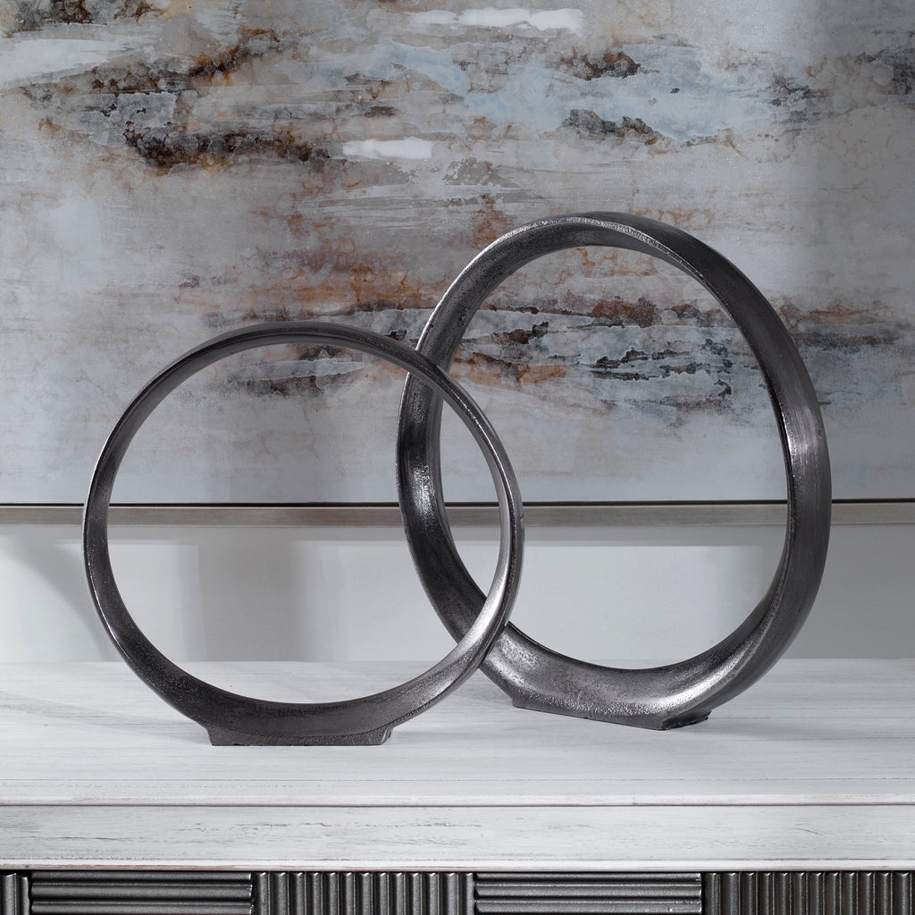17913 Uttermost Orbits Black Ring Sculptures, S/2 | Lifestyle Image