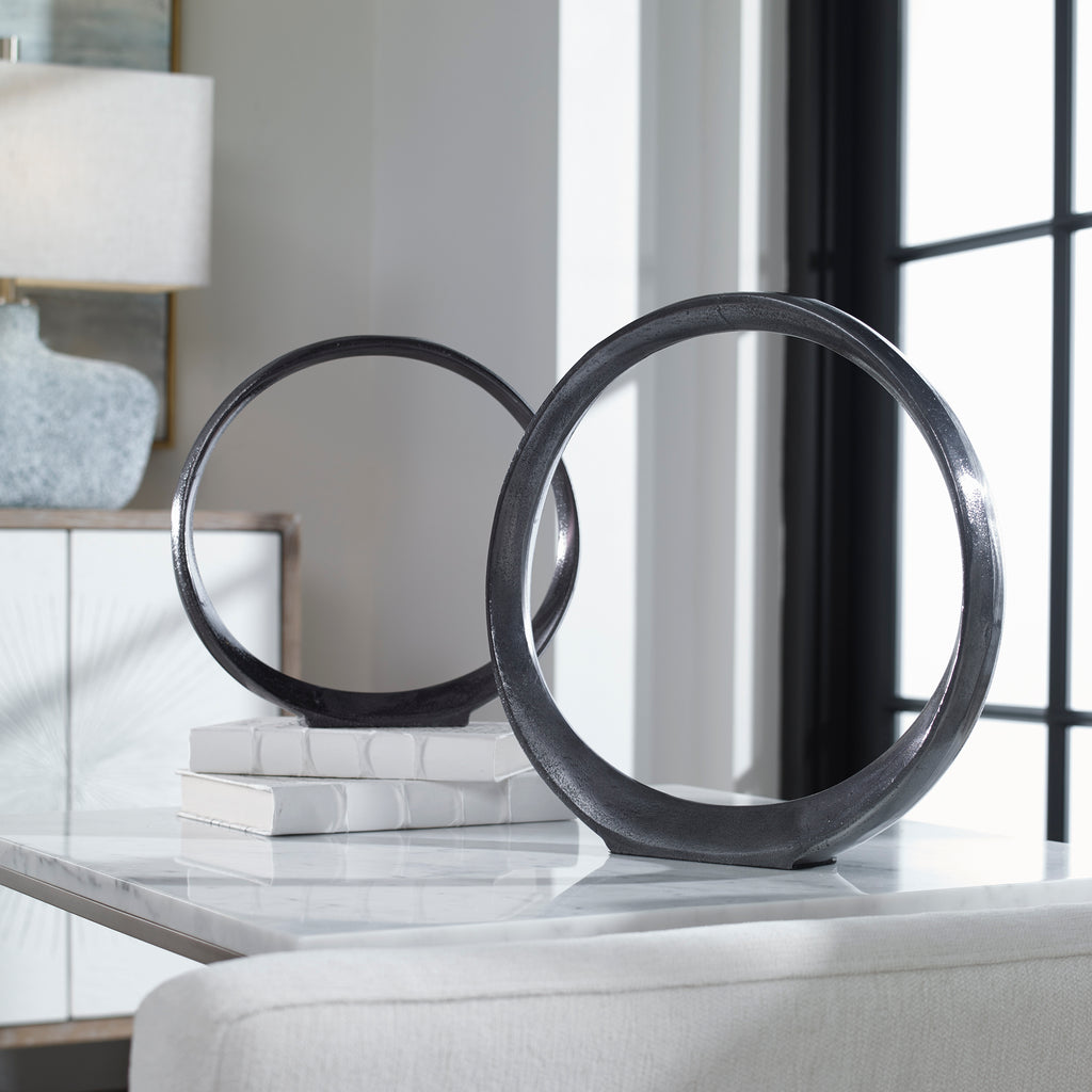 17913 Uttermost Orbits Black Ring Sculptures, S/2 | Lifestyle Image