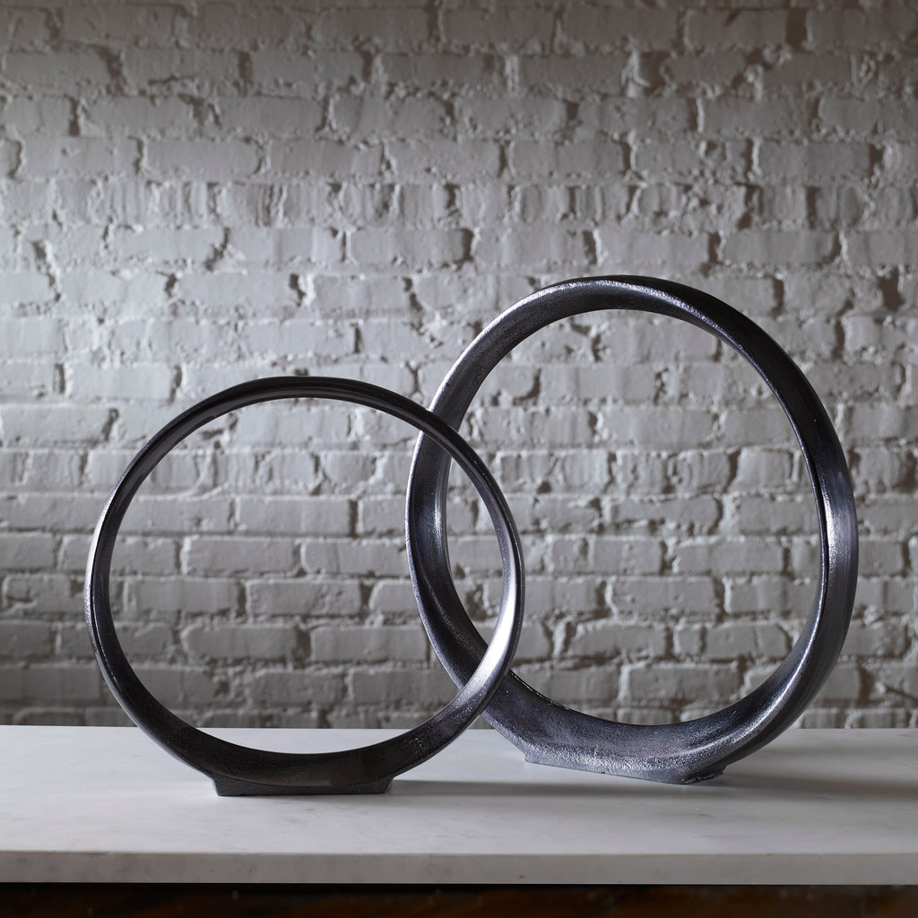 17913 Uttermost Orbits Black Ring Sculptures, S/2 | Lifestyle Image