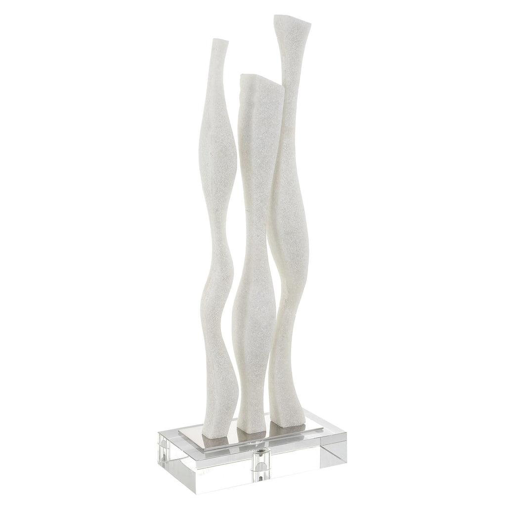 Ivory Abstract Sculpture Crystal Foot Metal Accent- Alternate Image