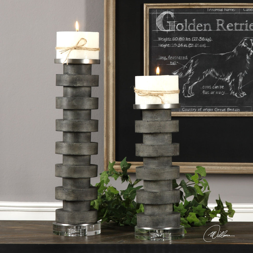 Uttermost Home Accents Karun Concrete Candleholders - Alternate Image