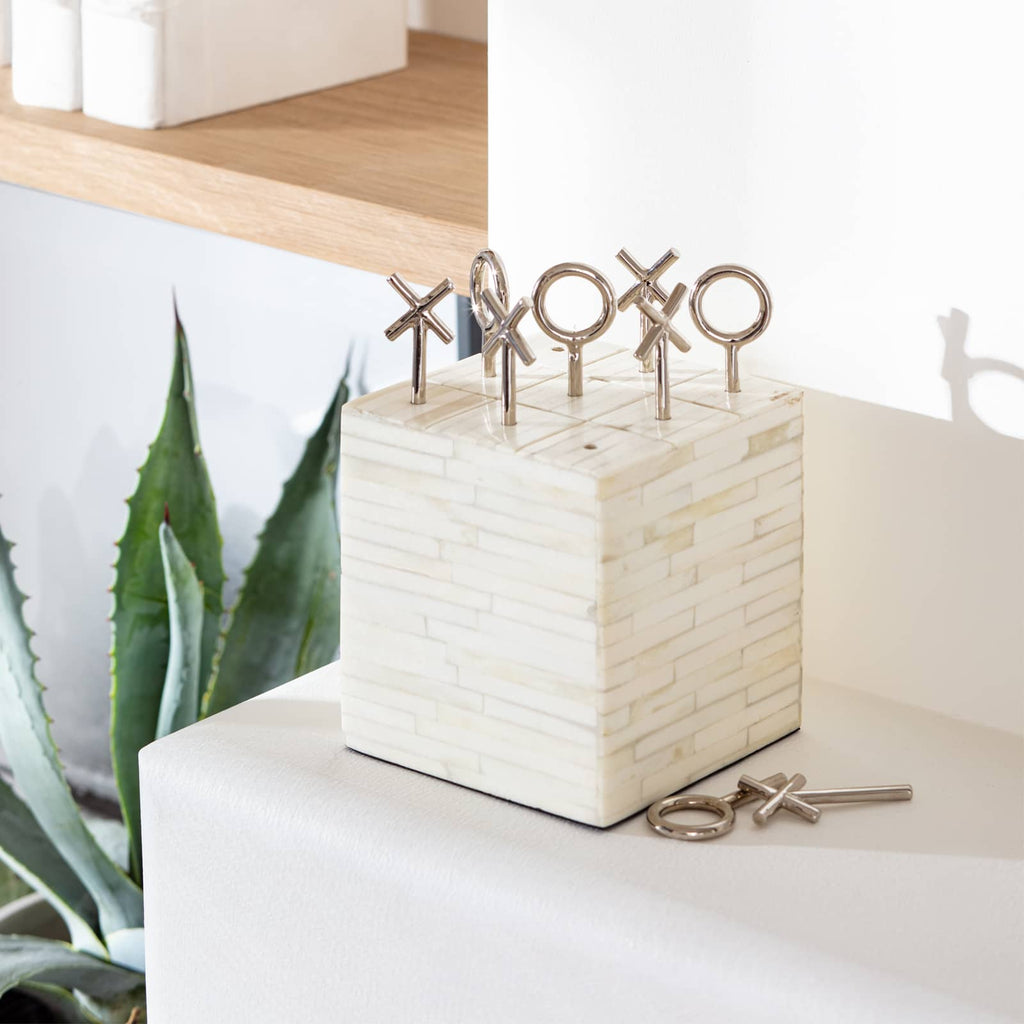 20-1098 Tic Tac Toe Block (White Bone) | Lifestyle Image