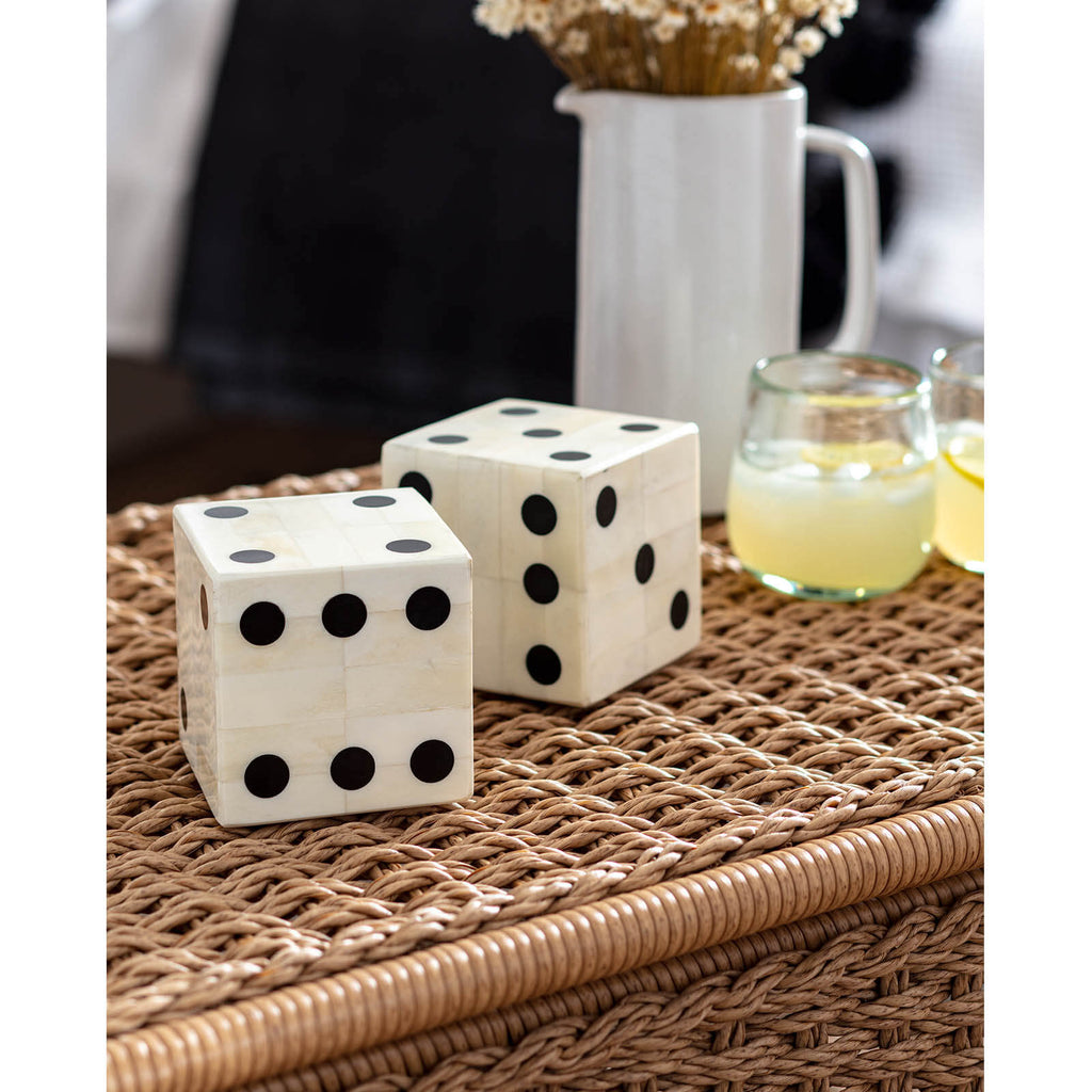 20-1413 Oversized Bone Gaming Dice Pair | Lifestyle Image