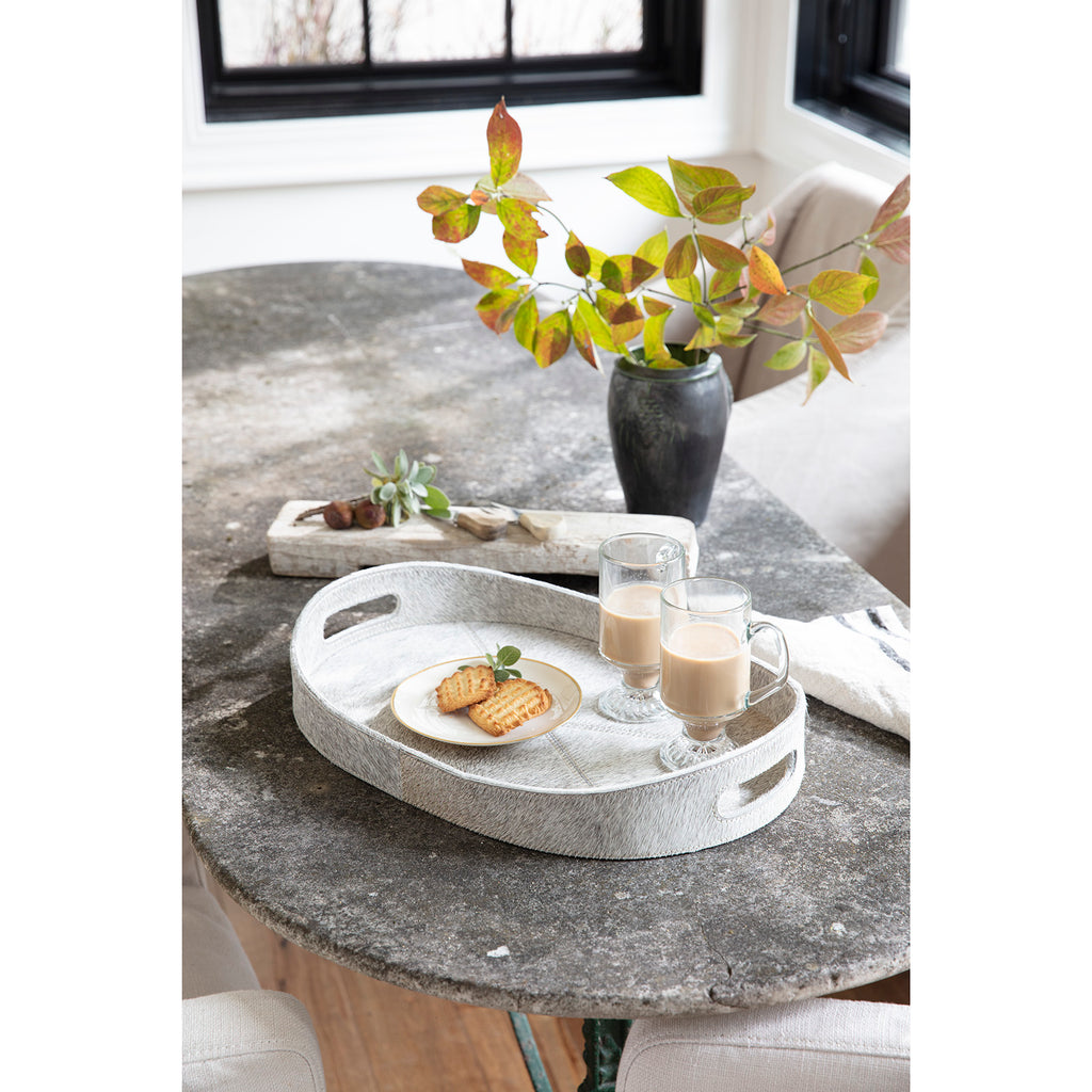 20-1463GRY Andres Hair on Hide Tray Set | Lifestyle Image