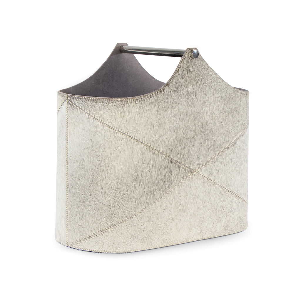 20-1464GRY Andres Hair on Hide Basket | Main Image