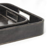 20-1504BLK Derby Rectangle Leather Tray Set | Alternate Image