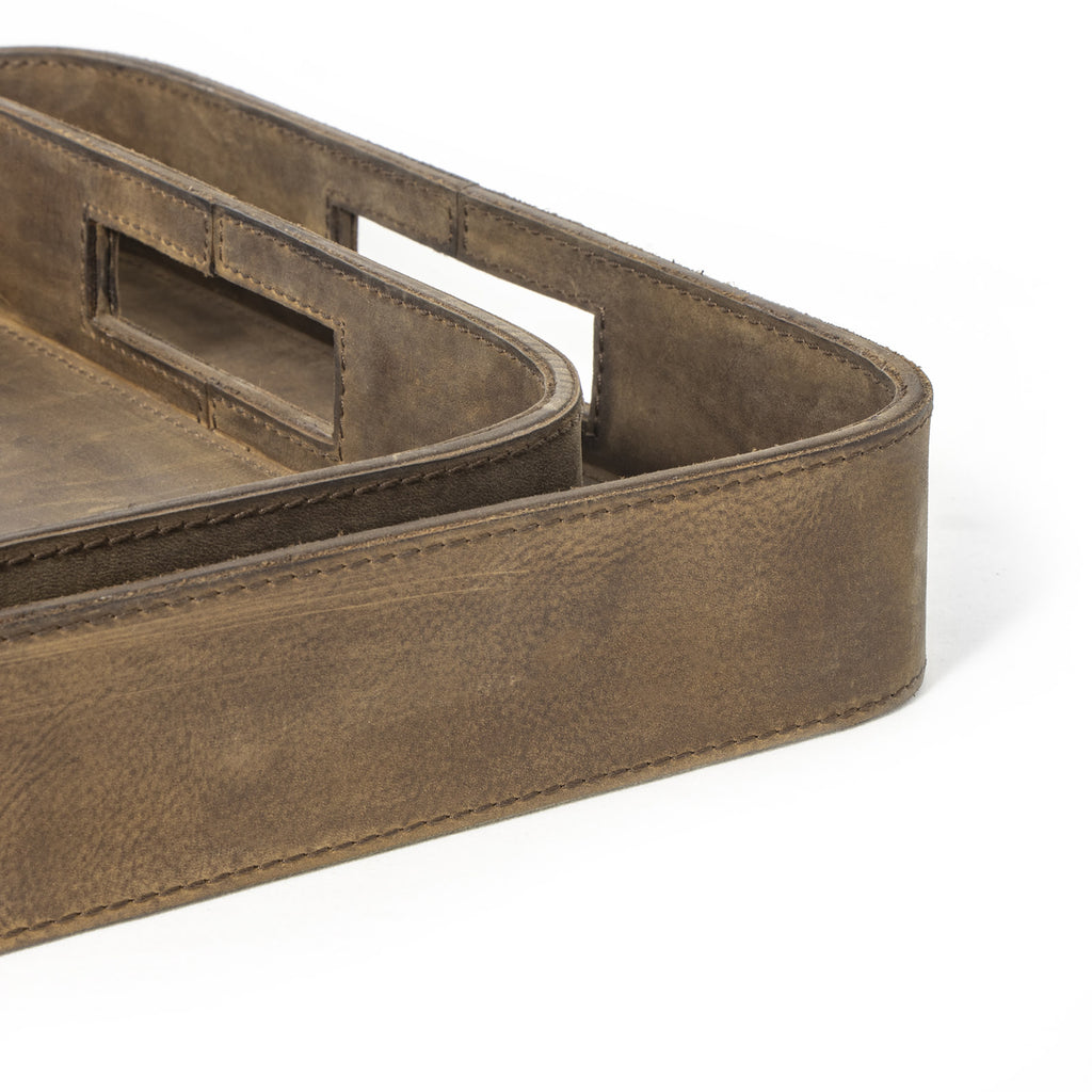 20-1504BRN Derby Rectangle Leather Tray Set | Alternate Image