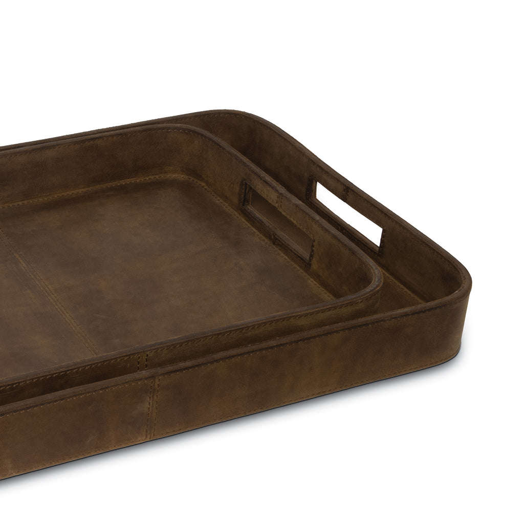 20-1504BRN Derby Rectangle Leather Tray Set | Alternate Image
