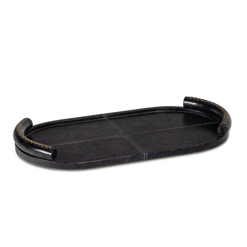 20-1609BLK Forte Leather Tray Oval | Main Image