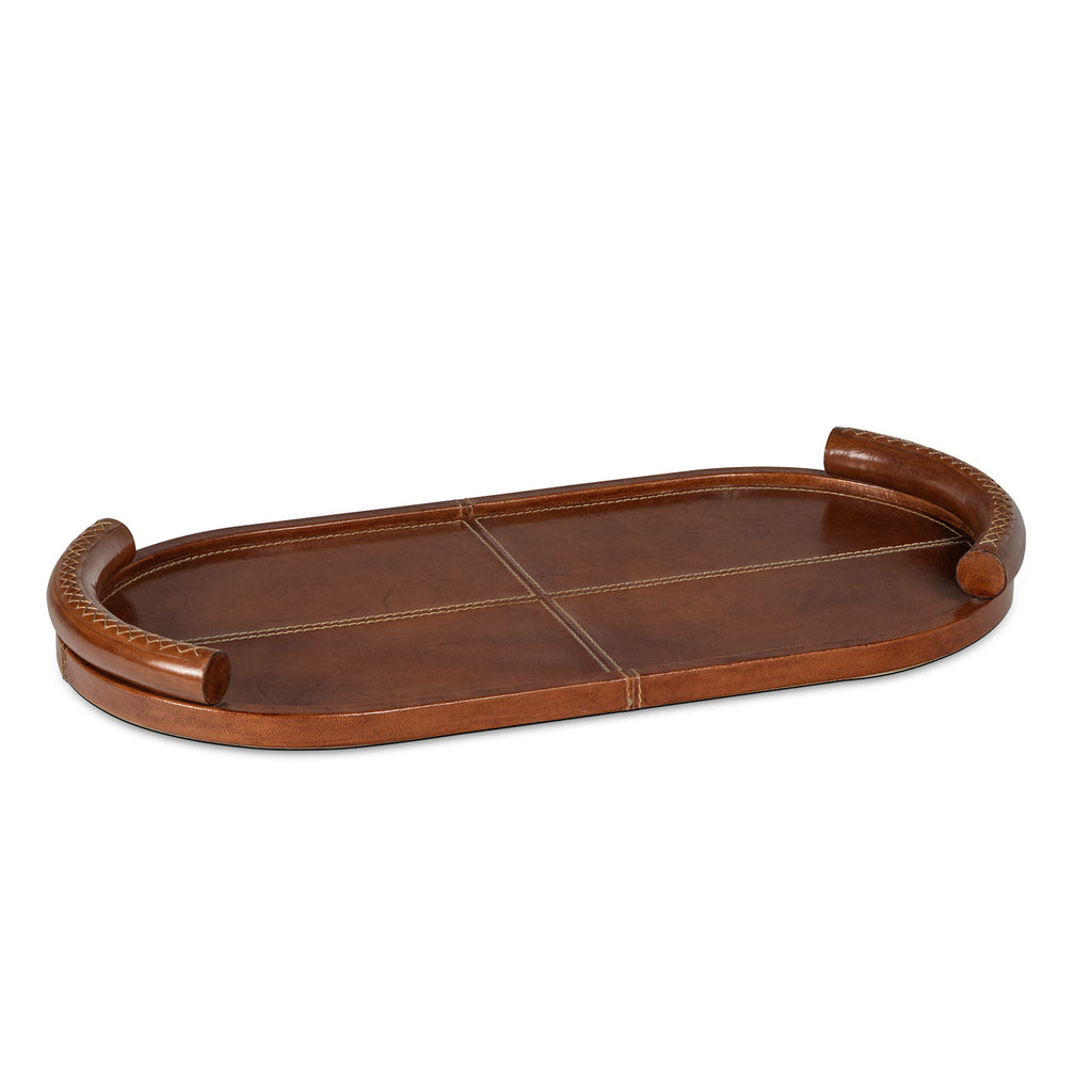 20-1609TAN Forte Leather Tray Oval | Main Image