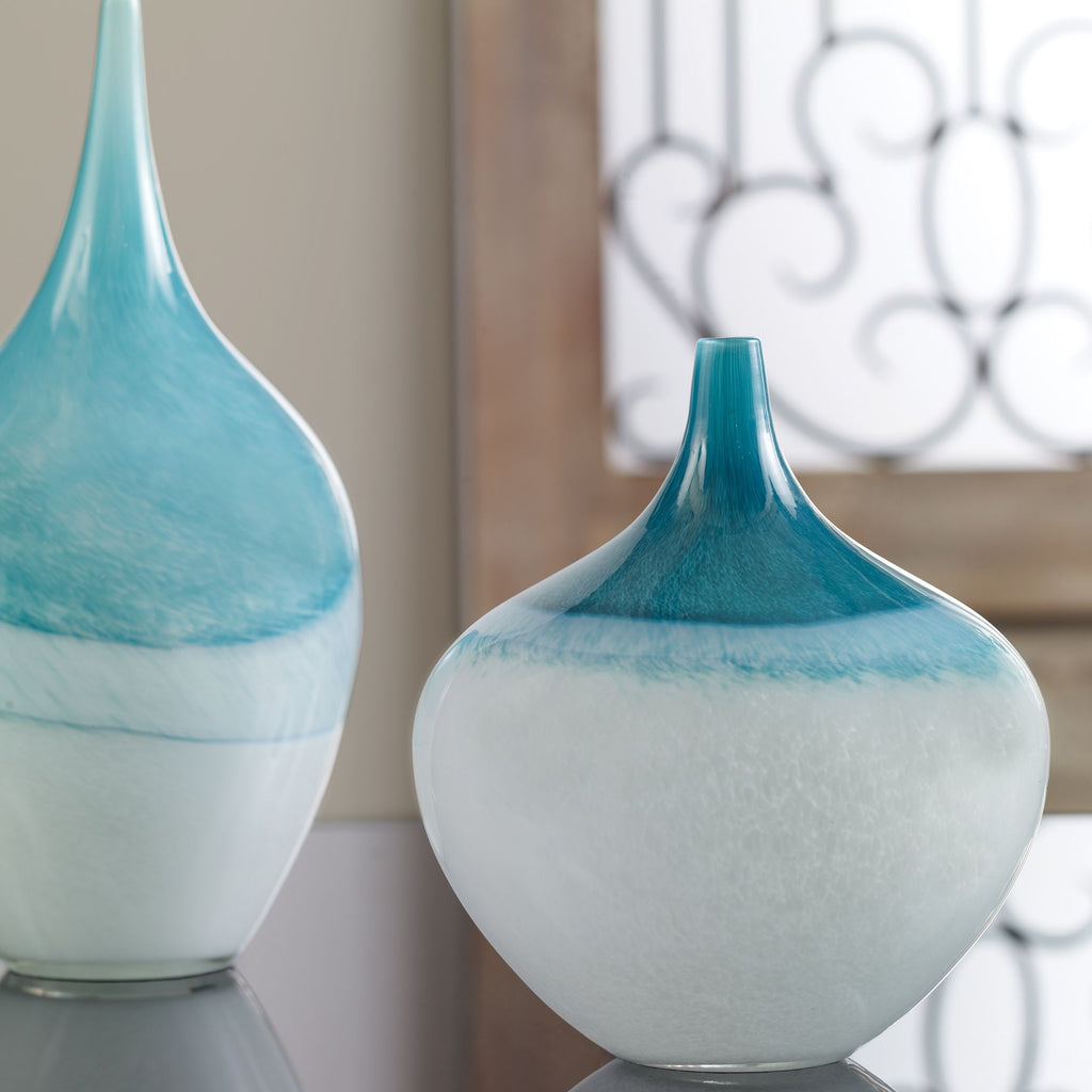 Teal Green Glass Vases - Contemporary Decor- Alternate Image