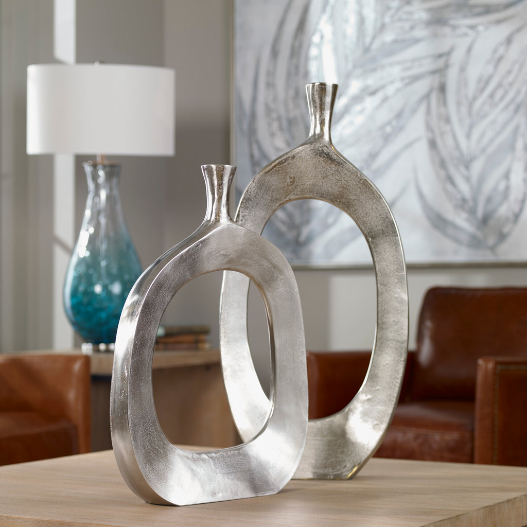 20187 Uttermost Cierra Aluminum Vases S/2 | Lifestyle Image