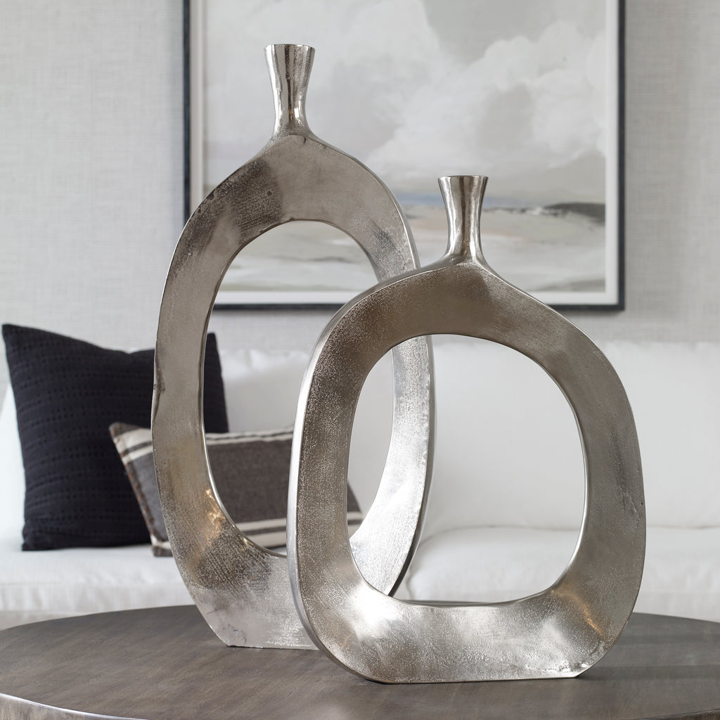 20187 Uttermost Cierra Aluminum Vases S/2 | Lifestyle Image