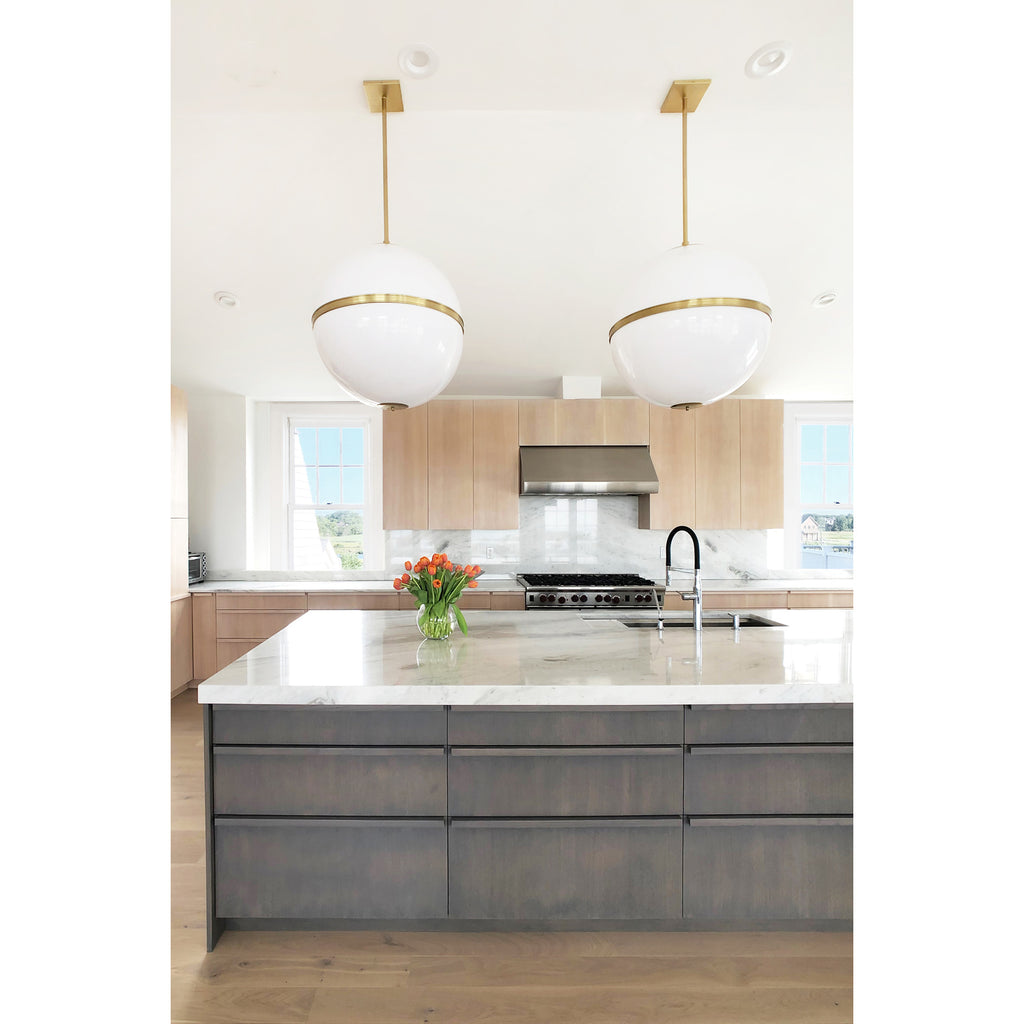 Crystorama Truax 30'' Pendant in Aged Brass - Lifestyle View