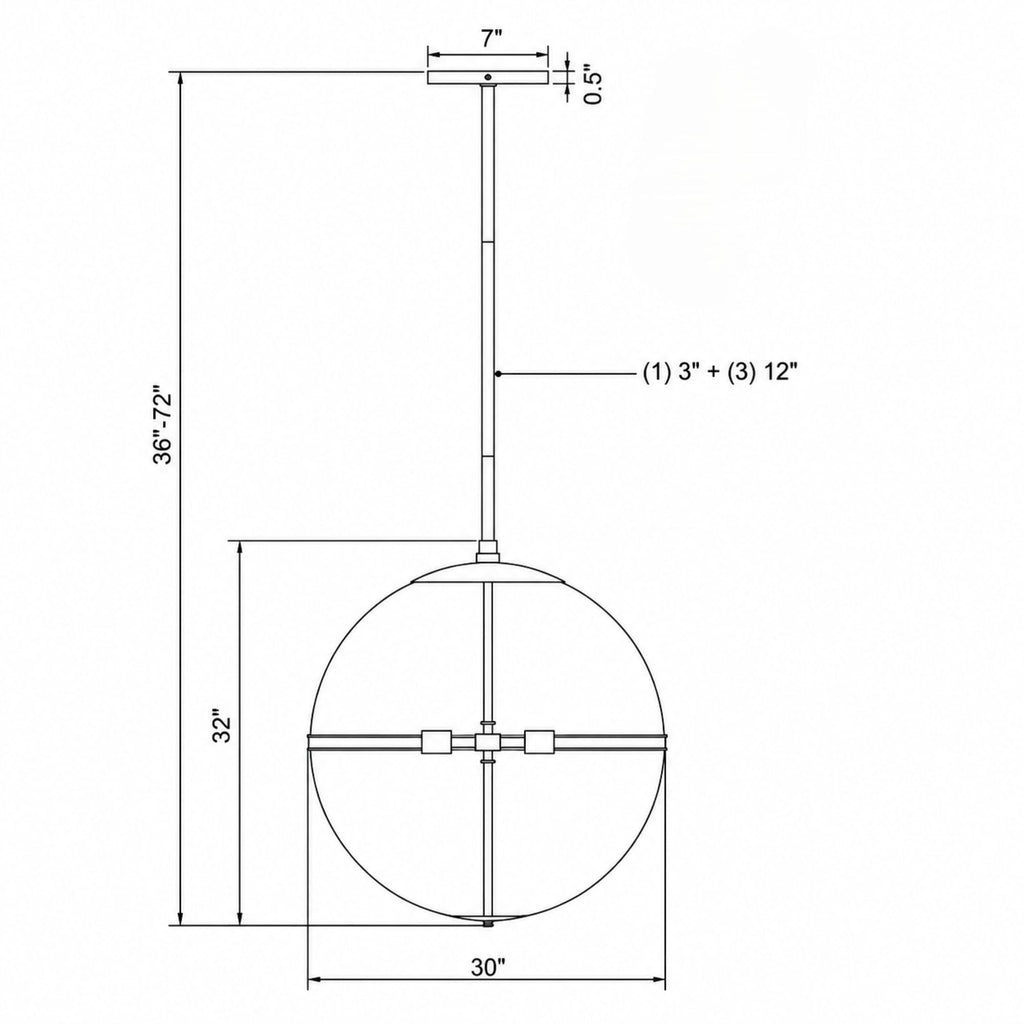 Crystorama Truax 30'' Pendant - Product Dimensions