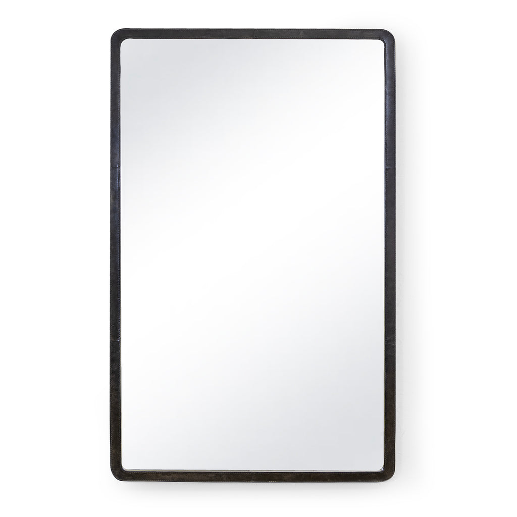 21-1147BLK Knox Leather Rectangle Mirror | Main Image