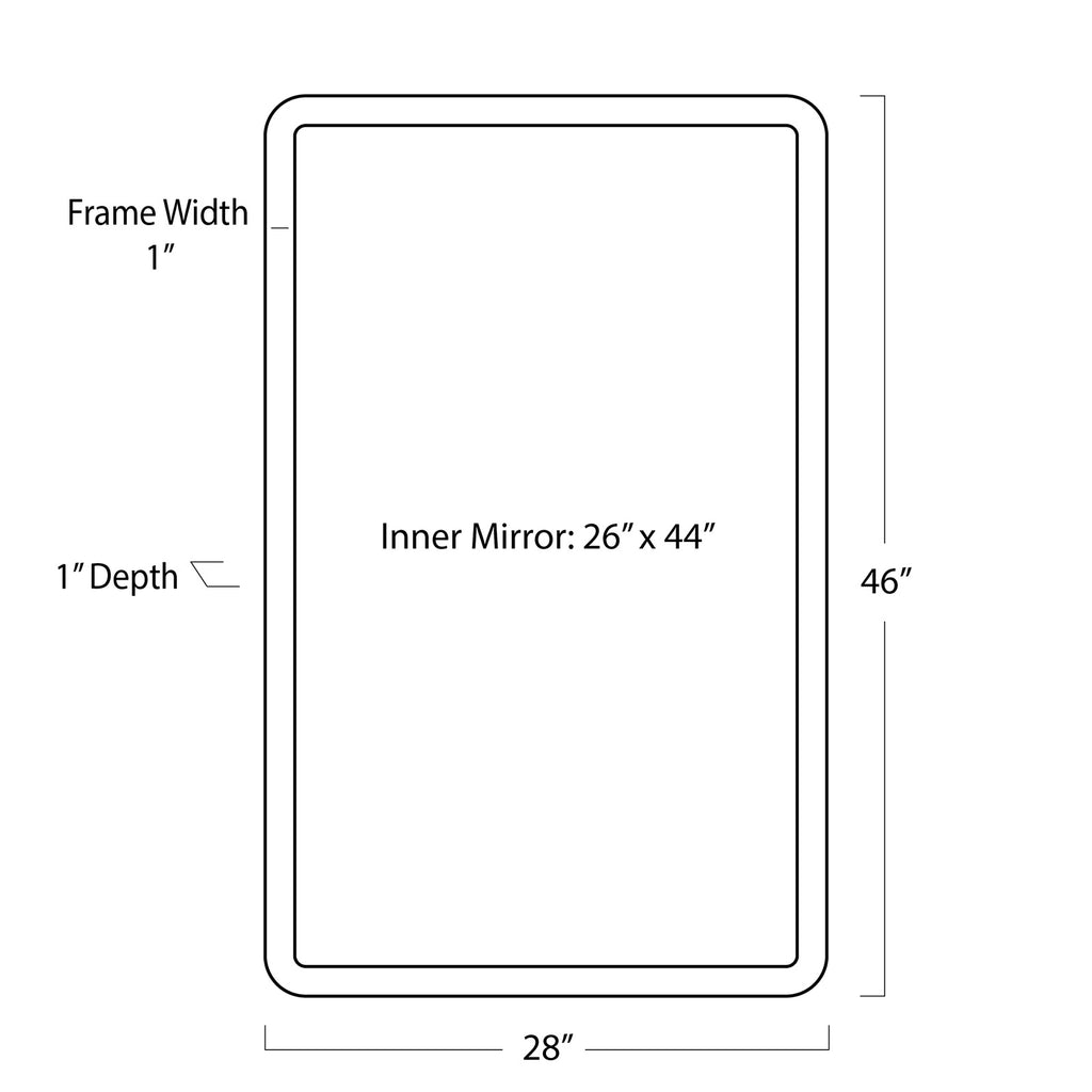 21-1147BLK Knox Leather Rectangle Mirror | Dimensions Image