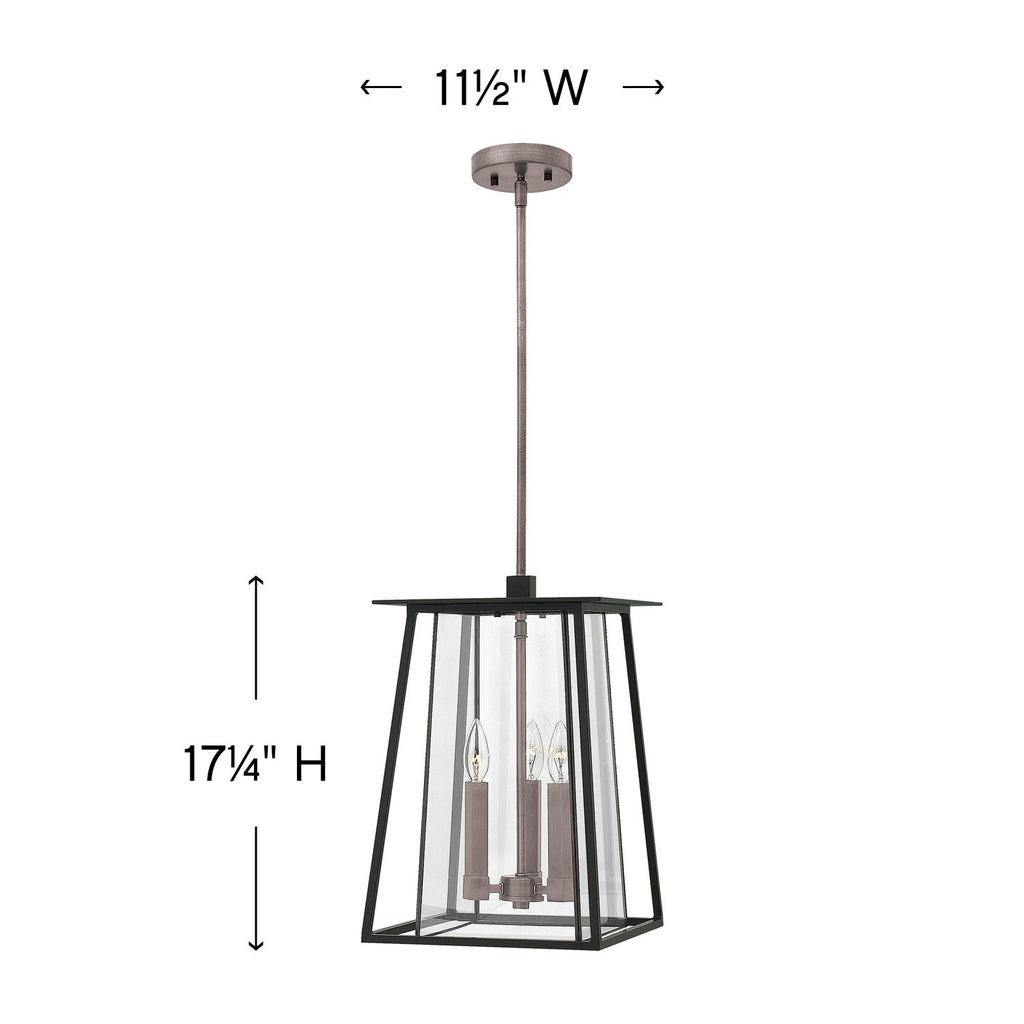 2102BK-LL Walker 3 Light Outdoor Pendant|Dimensions Image