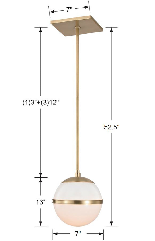 2107-AG Brian Patrick Flynn Truax 1 Light Mini Pendant | Dimensions Image