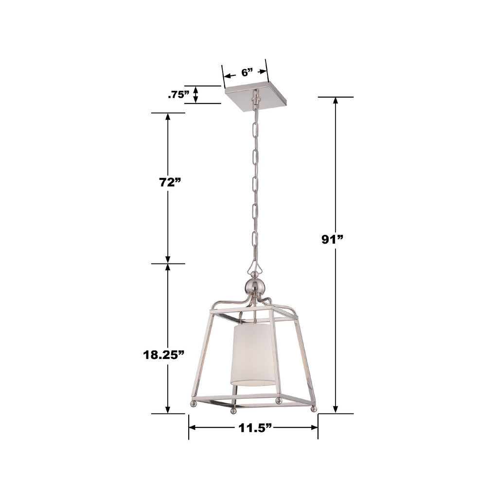 2240-PN Libby Langdon for Crystorama Sylvan 1 Light Mini Pendant | Dimensions Image