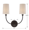 2242-DB Libby Langdon Sylvan 2 Light Sconce | Dimensions Image