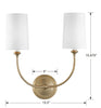 2242-VG Libby Langdon Sylvan 2 Light Sconce | Dimensions Image