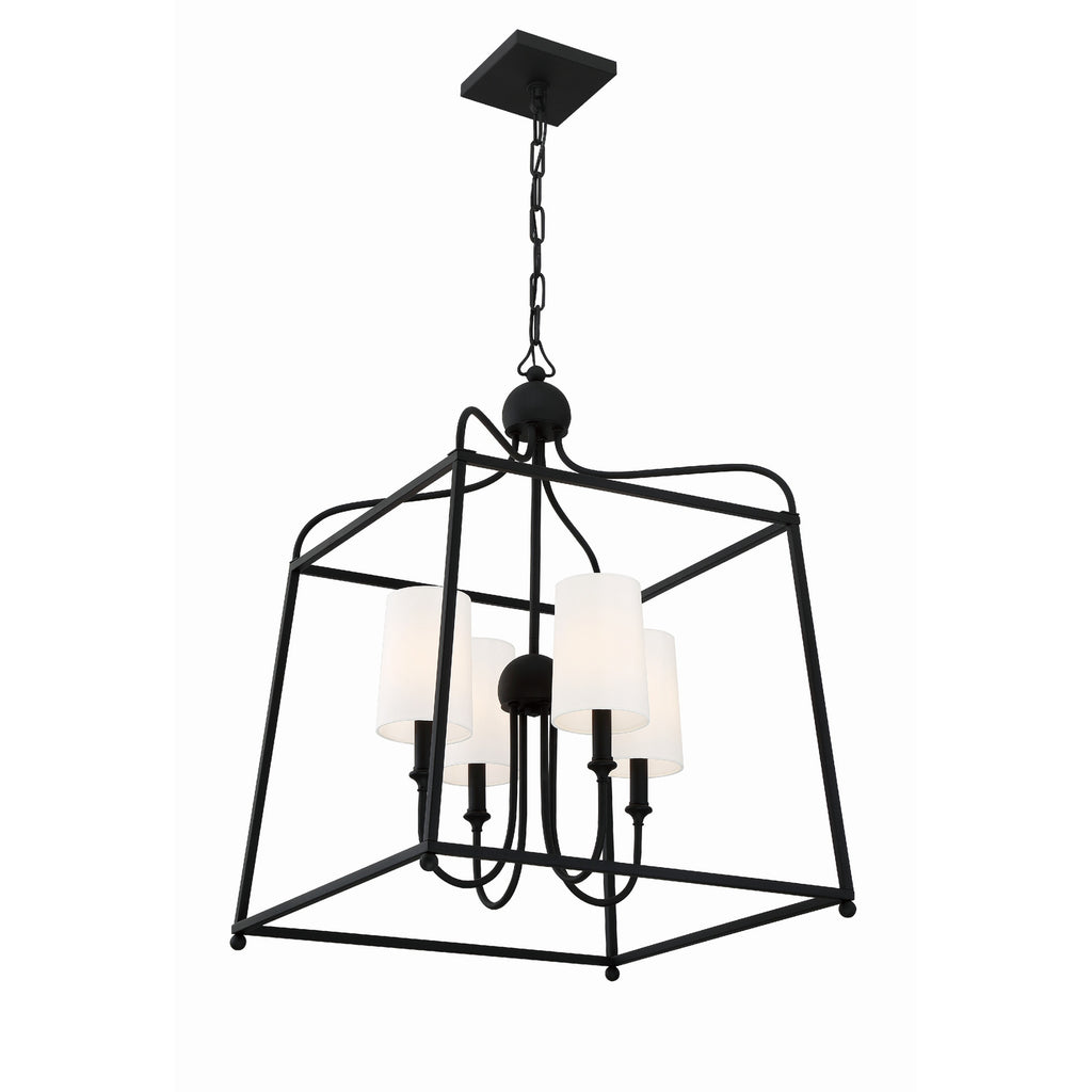 Crystorama-OPEN-BOX Libby Langdon Sylvan 4 Light Lantern Chandelier in Black Forged - Additional View