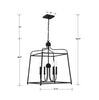 2244-BF_NOSHADE Libby Langdon Sylvan 4 Light Lantern Chandelier | Dimensions Image