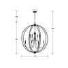 2246-BF_NOSHADE Libby Langdon Sylvan 8 Light Chandelier | Dimensions Image