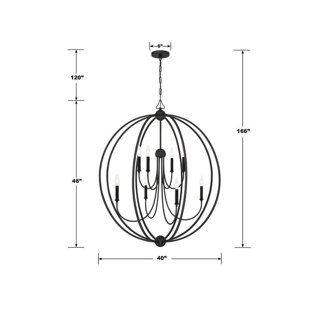 2246-BF_NOSHADE Libby Langdon Sylvan 8 Light Chandelier | Dimensions Image