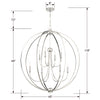 2246-PN_NOSHADE Libby Langdon Sylvan 8 Light Chandelier | Dimensions Image